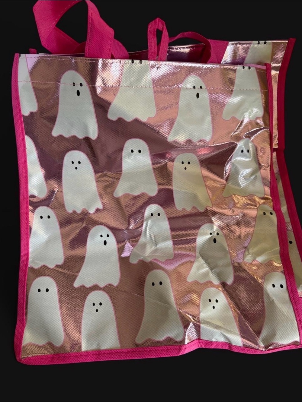Metallic Pink Ghost Halloween Tote Bag